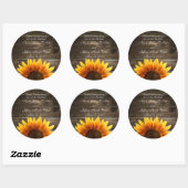 Rustiek Land Aangepaste Bruiloft Hout & Zonnebloem Ronde Sticker (Vel)