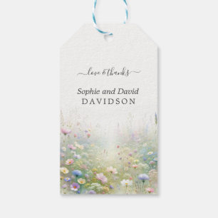 Rustiek Land Aquarel Wildbloemen Bruiloft Cadeaulabel