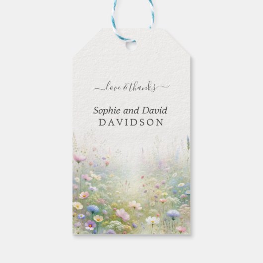 Rustiek Land Aquarel Wildbloemen Bruiloft Cadeaulabel (Achterkant)