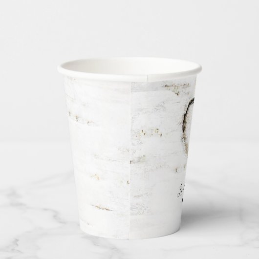 Rustiek Land Berk Boom Bark Liefde Hart Romantisch Papieren Bekers (Rechts)