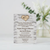 Rustiek Land Berk Boom Hart bruiloft uitnodiging (Staand voorkant)