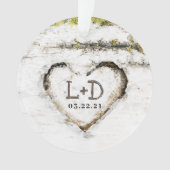 Rustiek Land Berk Tree Hart Bruiloft Initialen Ornament (voorkant)