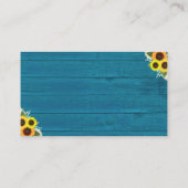 Rustiek Land Blauwgroen Zonnebloem Bruiloft Websit Informatiekaartje (Achterkant)