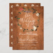 Rustiek Land Bloemen Garland bruiloft uitnodiging (Voorkant / Achterkant)