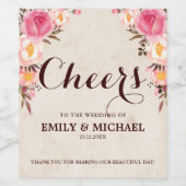 Rustiek Land Bloemen wijnfles label Wijn Etiket (Enkel label)