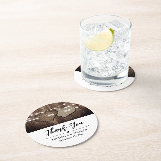 Rustiek land bruiloft dank u papier Onderzetters (Insitu)