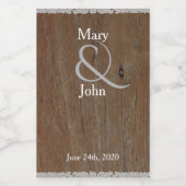 Rustiek land bruiloft donkerbruin hout Voedselcontainer Etiket (Enkel label)