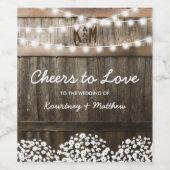 Rustiek Land Bruiloft Proost op Liefde Wijn Etiket (Enkel label)