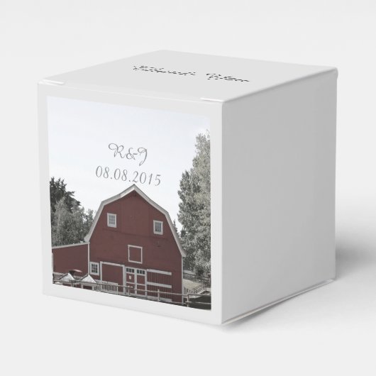 rustiek land bruiloft rode schuur bruiloft bedankdoosjes (Voorkant Zijde)