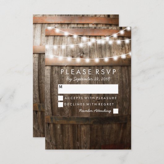 Rustiek Land Bruiloft RSVP | Snaar van lichten (Voorkant / Achterkant)
