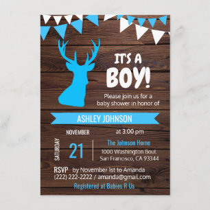 Rustiek Land Buck Hertenjongen Baby shower Invites Kaart