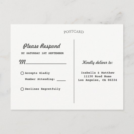 Rustiek Land Buffel Plaid & Burlap Bruiloft RSVP Uitnodiging Briefkaart (Achterkant)