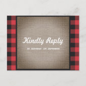 Rustiek Land Buffel Plaid & Burlap Bruiloft RSVP Uitnodiging Briefkaart (Voorkant)