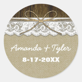 Rustiek Land Burlap Kant Bruiloft Favor Stickers