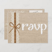 Rustiek Land Burlap Twine Bruiloft RSVP Kaart (Voorkant / Achterkant)
