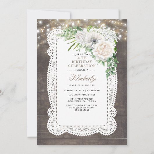 Rustiek Land Chic Bloemen Verjaardagsfeest Kaart (Voorkant)