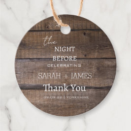 Rustiek land de nacht voor bruiloft dank u bedankjes labels