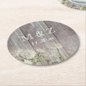 Rustiek Land Donker Hout Bruiloft Ronde Kartonnen Onderzetter (Gebogen)