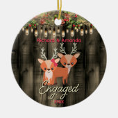 Rustiek Land eerste Kerst verloving Keramisch Ornament (Voorkant)
