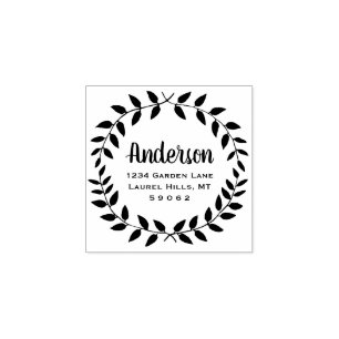 Rustiek Land Groen Familienaam Retouradres Rubberstempel