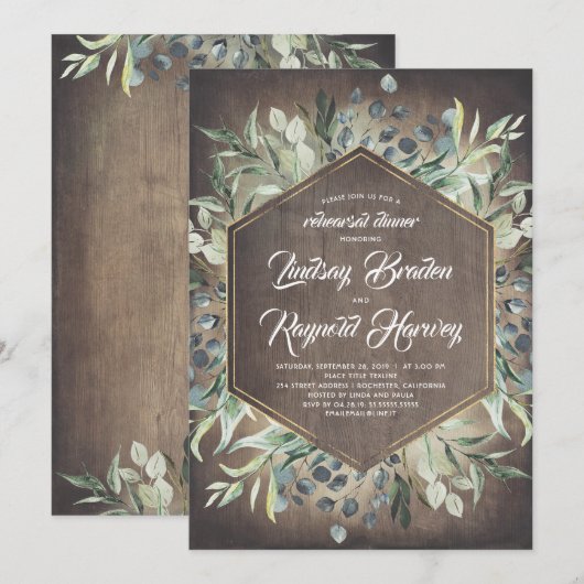 Rustiek land groen schuur repetitie diner kaart (Voorkant / Achterkant)