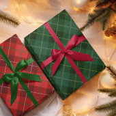 Rustiek Land Groen Wit & Zwart Plaid Kerstmis Cadeaupapier