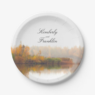 Rustiek land herfst bruiloft papieren bordje
