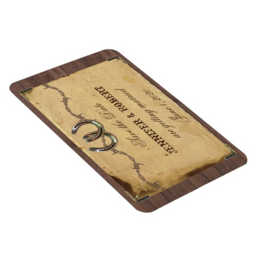 Rustiek Land Hoefijzers Bruiloft Save the Date Magneet (Rechterzijde)