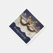 Rustiek Land Hoefijzers Kant Hout Navy Bruiloft Servetten (Hoek)