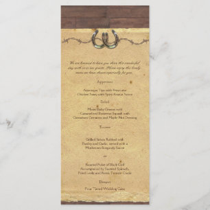 Rustiek Land Hoefijzers Prikkeldraad Bruiloft Menu
