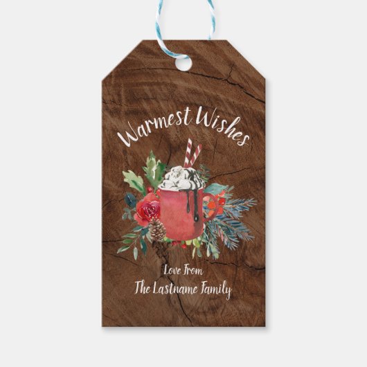 Rustiek Land Hot Chocolate Christmas Gift Label Cadeaulabel (Voorkant)