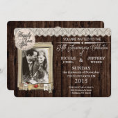 Rustiek land hout 5 jaar Jubileum uitnodiging (Voorkant / Achterkant)