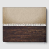 Rustiek Land Hout Burlap en Kant Bruiloft Gastenboek (Achterkant)