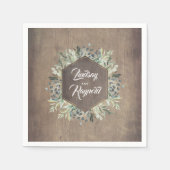 Rustiek Land Hout en Groen Bruiloft Servet (Voorkant)