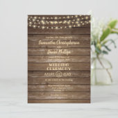 Rustiek Land Hout en String Lights Bruiloft Kaart (Staand voorkant)