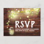 Rustiek Land Hout Mason Jar String Lights RSVP Briefkaart (Voorkant)