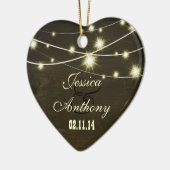 Rustiek land hout met een reeks van lichten keramisch ornament