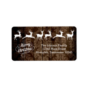 Rustiek Land Hout Rendier Vrolijk Kerstlabel Etiket