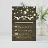 rustiek land houten bruiloft RSVP met verlichting (Staand voorkant)