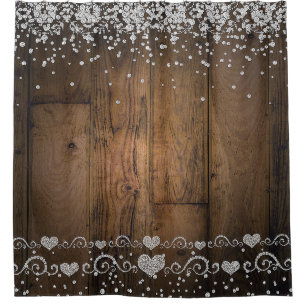 Rustiek Land Houten Glam Diamanten Diamant Sparkle Douchegordijn