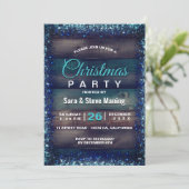 Rustiek Land Kerstmis Vakantie blauwe glitter Kaart (Staand voorkant)