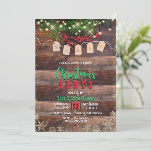 Rustiek Land Kerstverlichting bloemenfeest Kaart (Staand voorkant)