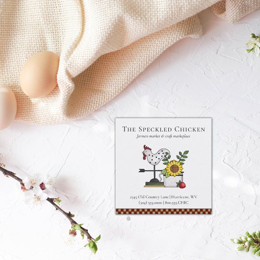 Rustiek Land Kip Haan QR code Vierkante Bus Vierkante Visitekaartje