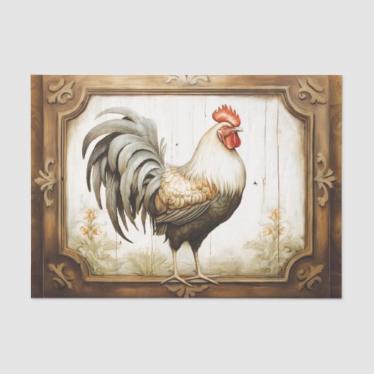 Rustiek Land Kippen Decoupage Weefsel Papier (Voorkant)