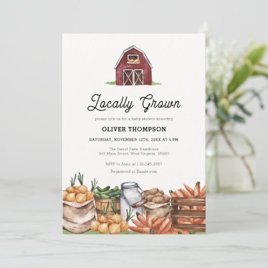 Rustiek land lokaal geteeld Veggie Baby shower Kaart (Staand voorkant)