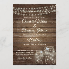 Rustiek Land Mason Lights Bruiloft uitnodiging