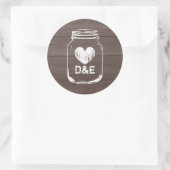 Rustiek land monogram metselaar potje bruiloft sti ronde sticker (Tas)