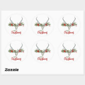 Rustiek Land Rendier Schedel & Garland Kerstmis Ronde Sticker (Vel)