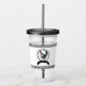 Rustiek Land Rooster Kip BW Gingham Cheques Acryl Drinkbeker (Voorkant)