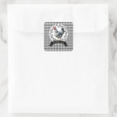 Rustiek Land Rooster Kip BW Gingham Cheques Vierkante Sticker (Tas)